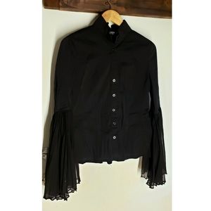 "TOV" black pleated sleeves top